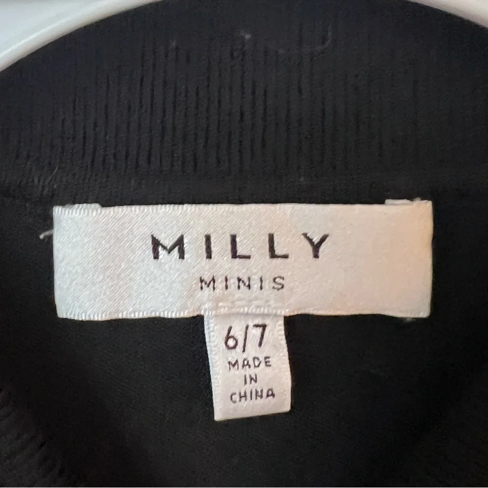 Milly Minis Girls Diamond Studded Point Collar Black Sweater Size 6/7